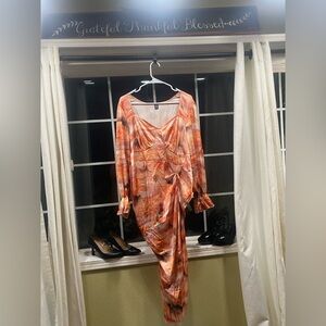 SHEIN Vibrant Orange Long Sleeve Dress